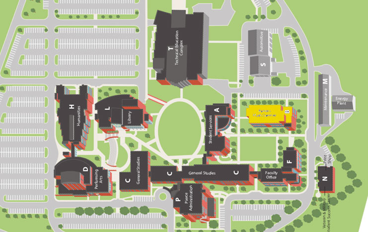 Map of building B at Northeast State's Blountville campus