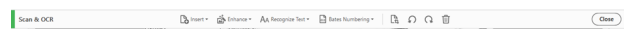 Adobe Acrobat scanning top toolbar