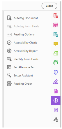 Accessibility tool in Adobe Acrobat