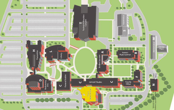 Northeast State Community College Map - Pierce Administration Building