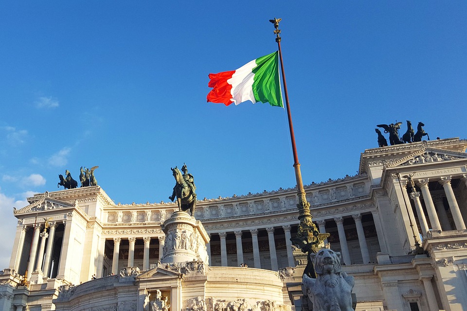 Italian palace and flag